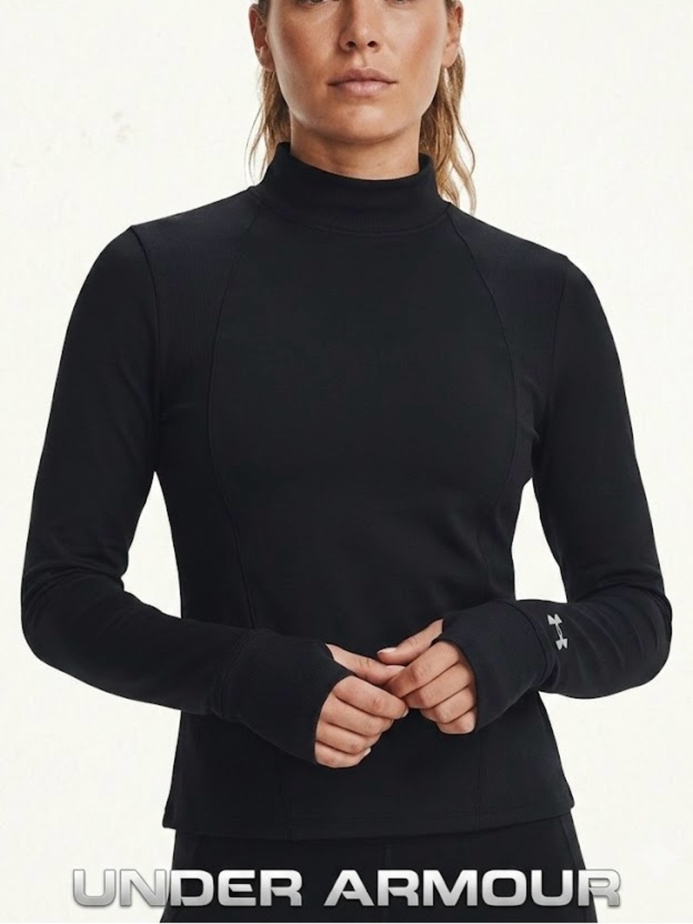 Under Armour Black Movement CW Long-Sleeve Mock Neck Top Women’s Size L/G